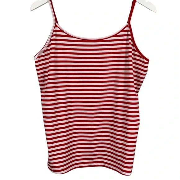 Lane Bryant Red White Striped Spaghetti Strap Tank Top w Adjustable Strap - Picture 1 of 6